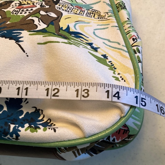 VTG Tommy Hilfiger Scenic Print Satchel with Brown Handles - Picture 9 of 12